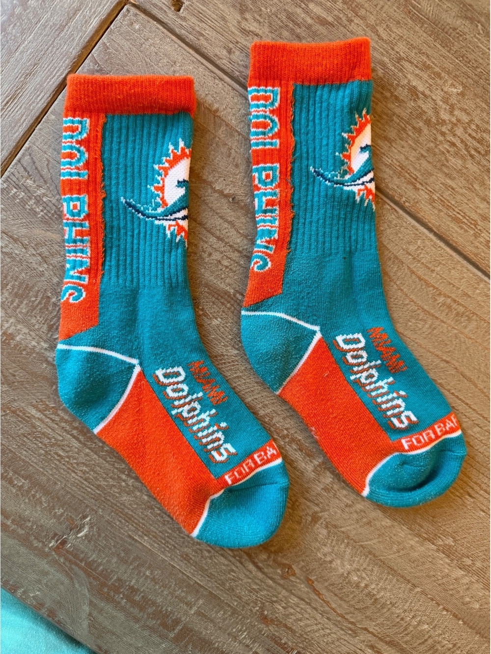 For Bare Feet Miami Dolphins NFL Crew Socks Youth